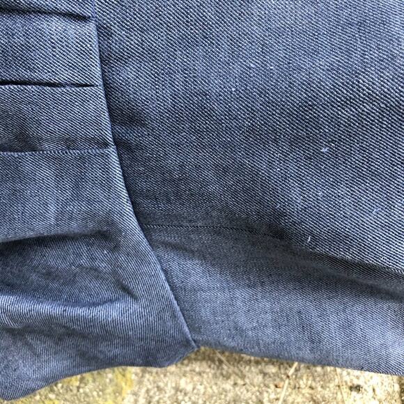 Nicole Miller Artelier Dress Strapless Chambray Blue Denim Peplum Linen Mini 0 - Picture 7 of 7